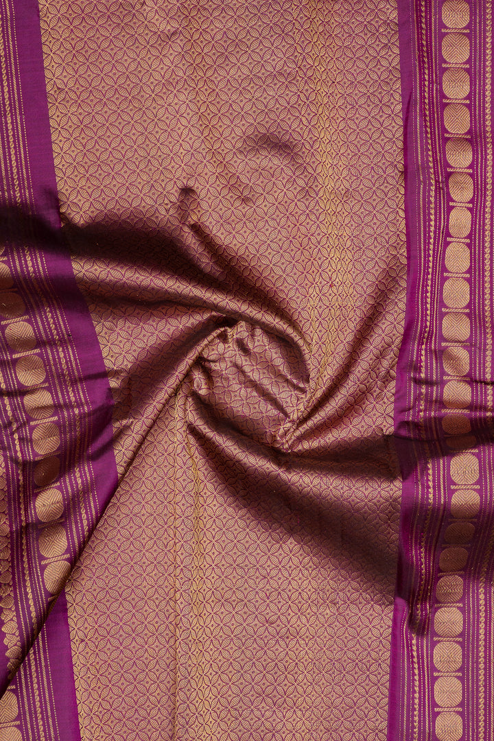 Peach and purple minakari motifs pure Gadwal silk saree