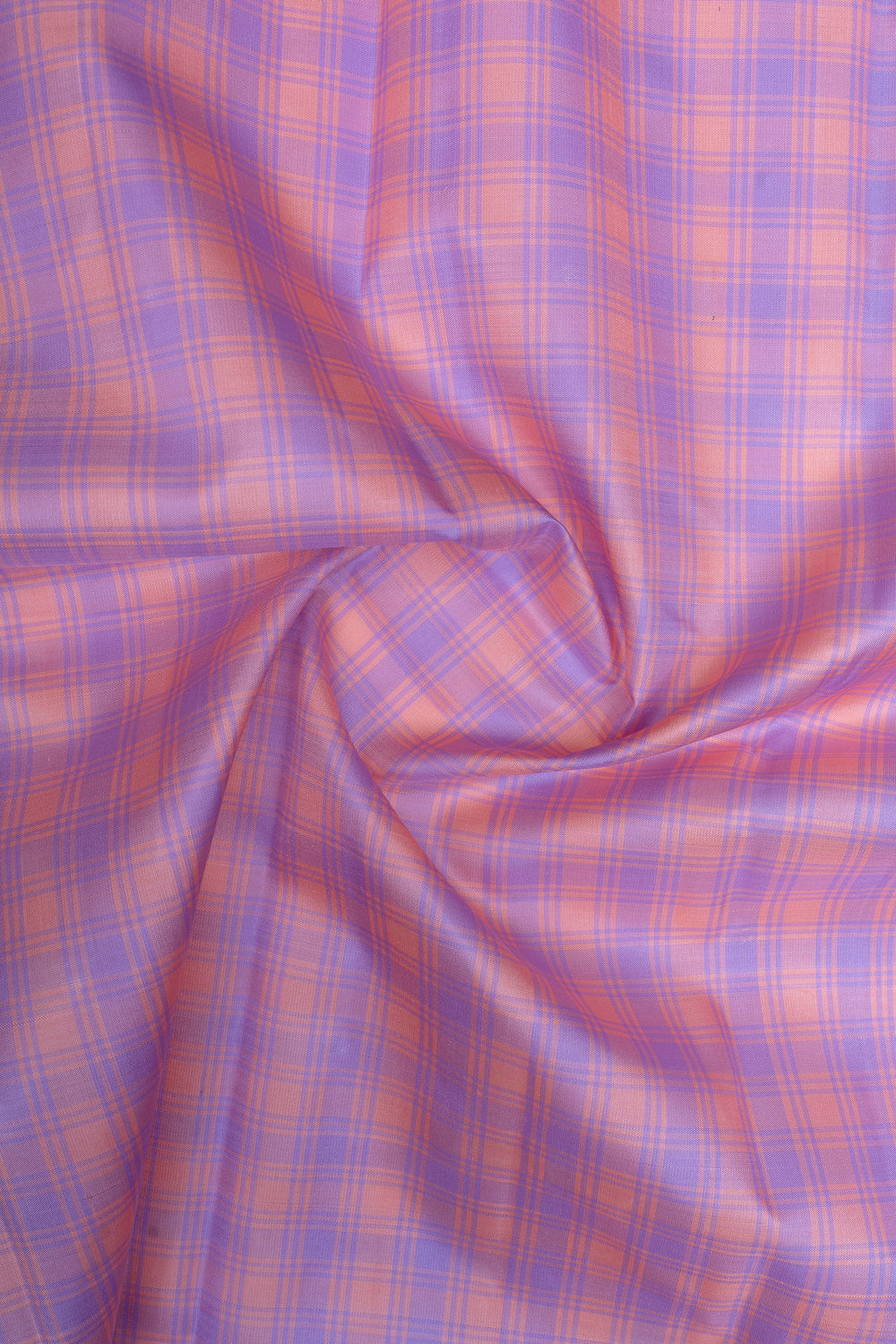 Pink and purple checks pure kanchipuram silk saree