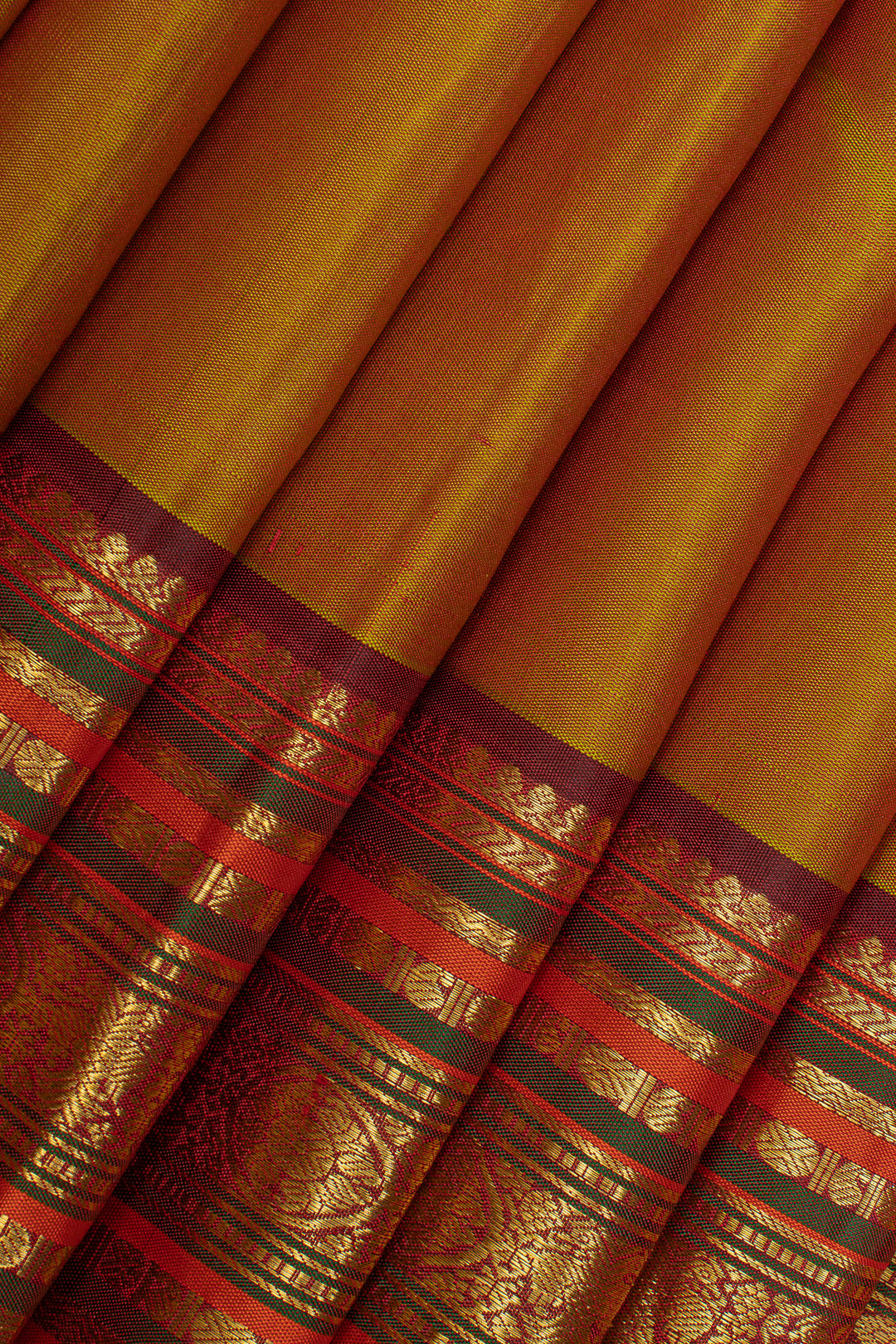Mustard traditional pure kanchipuram silk saree