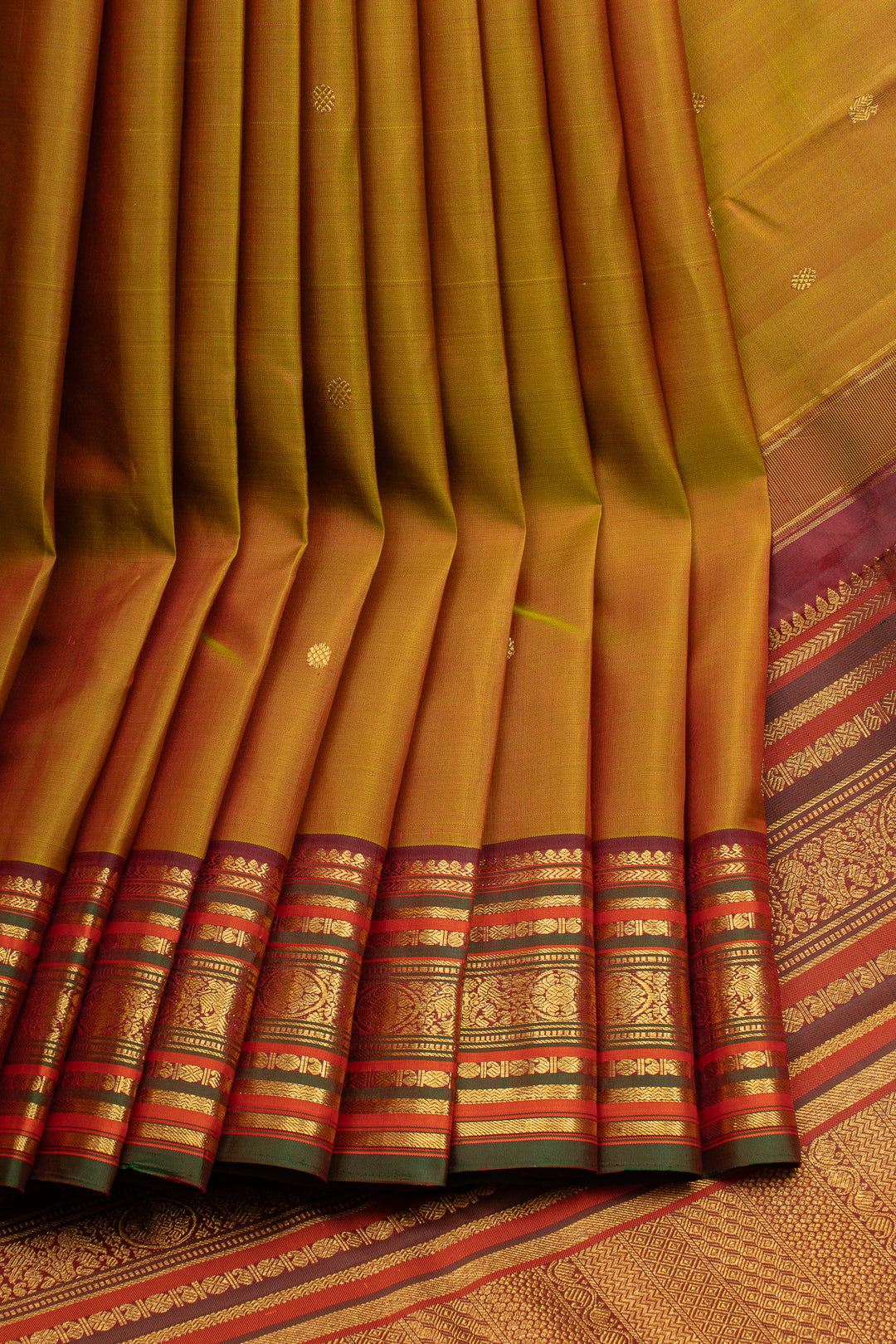 Mustard traditional pure kanchipuram silk saree