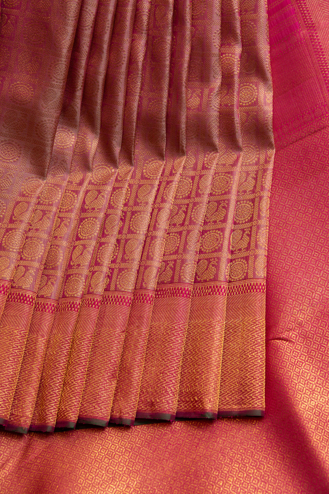 Pink annam chakram brocade pure Kanchipuram silk saree