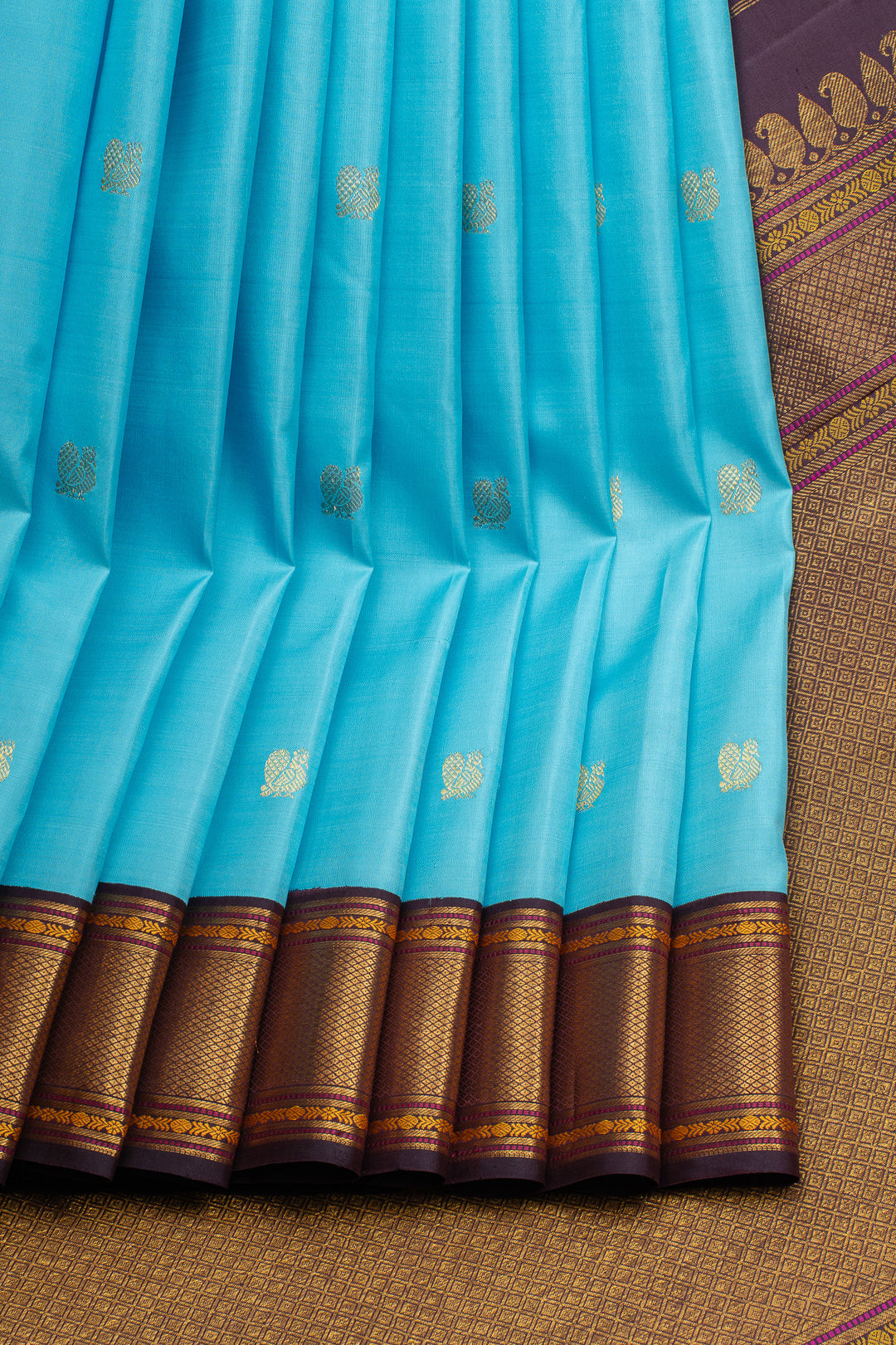 Anandha blue and jamun traditional pure kanchipuram silk saree