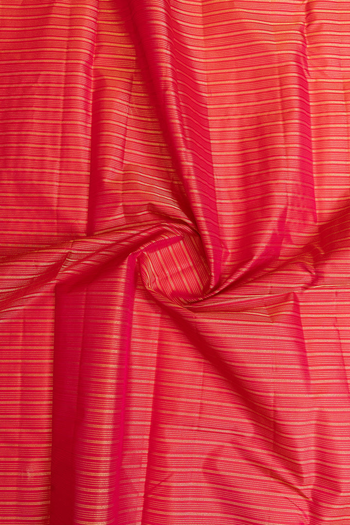 Reddish pink stripes pure Kanchipuram silk saree