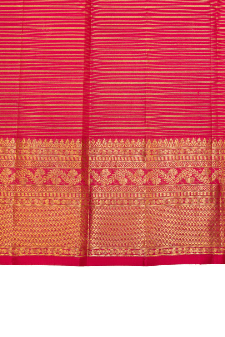 Reddish pink stripes pure Kanchipuram silk saree