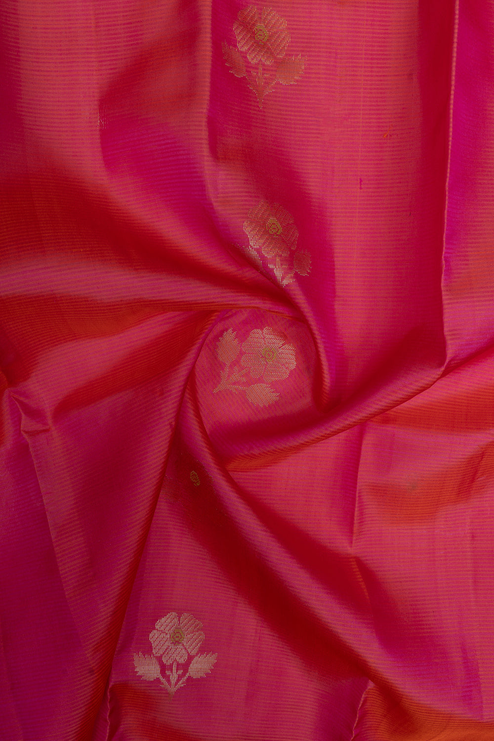 Pink and navy blue stripes pure kanchipuram silk saree