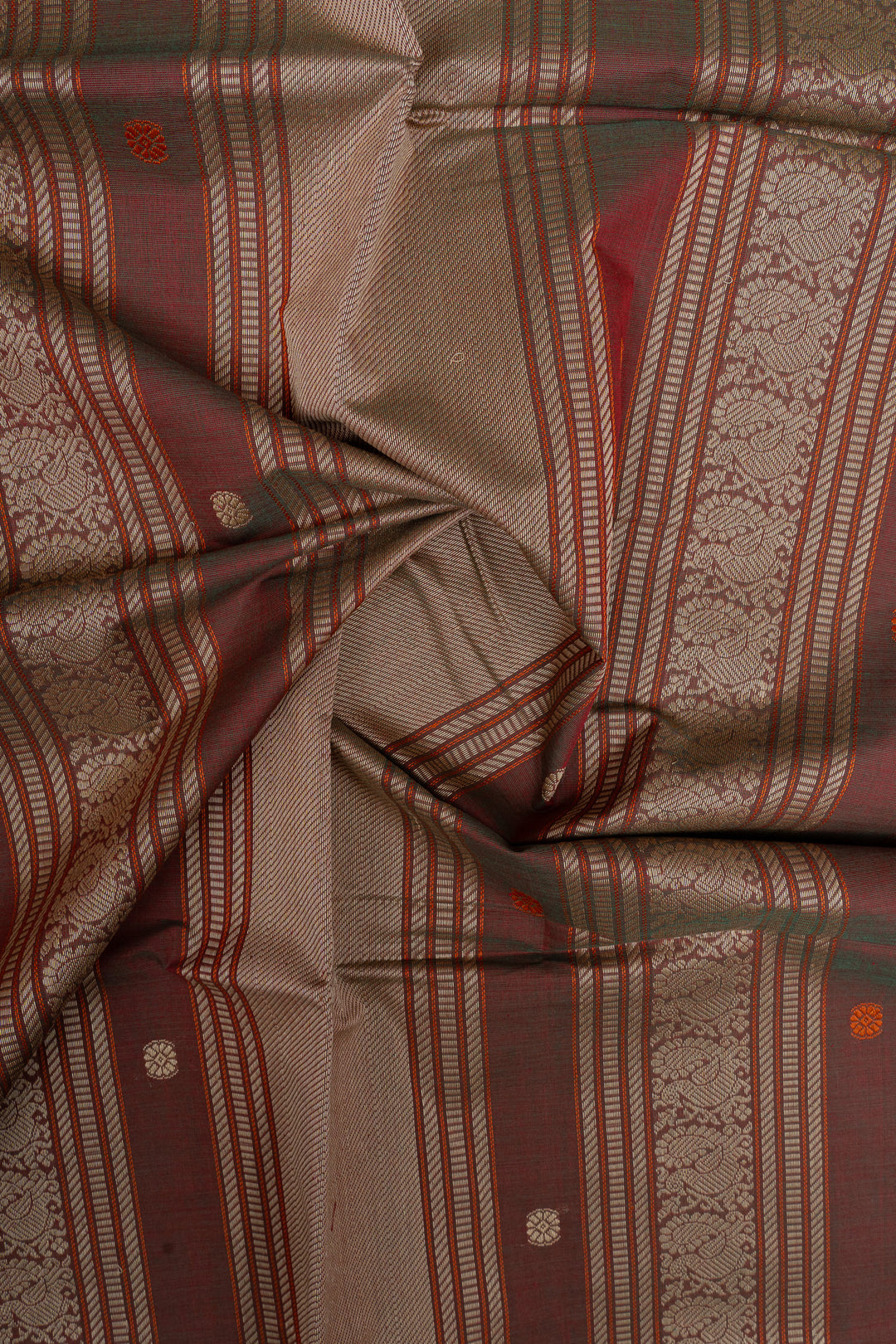 Maroon traditional pure cotton silk saree