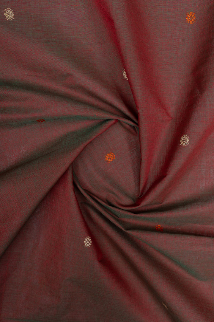 Maroon traditional pure cotton silk saree