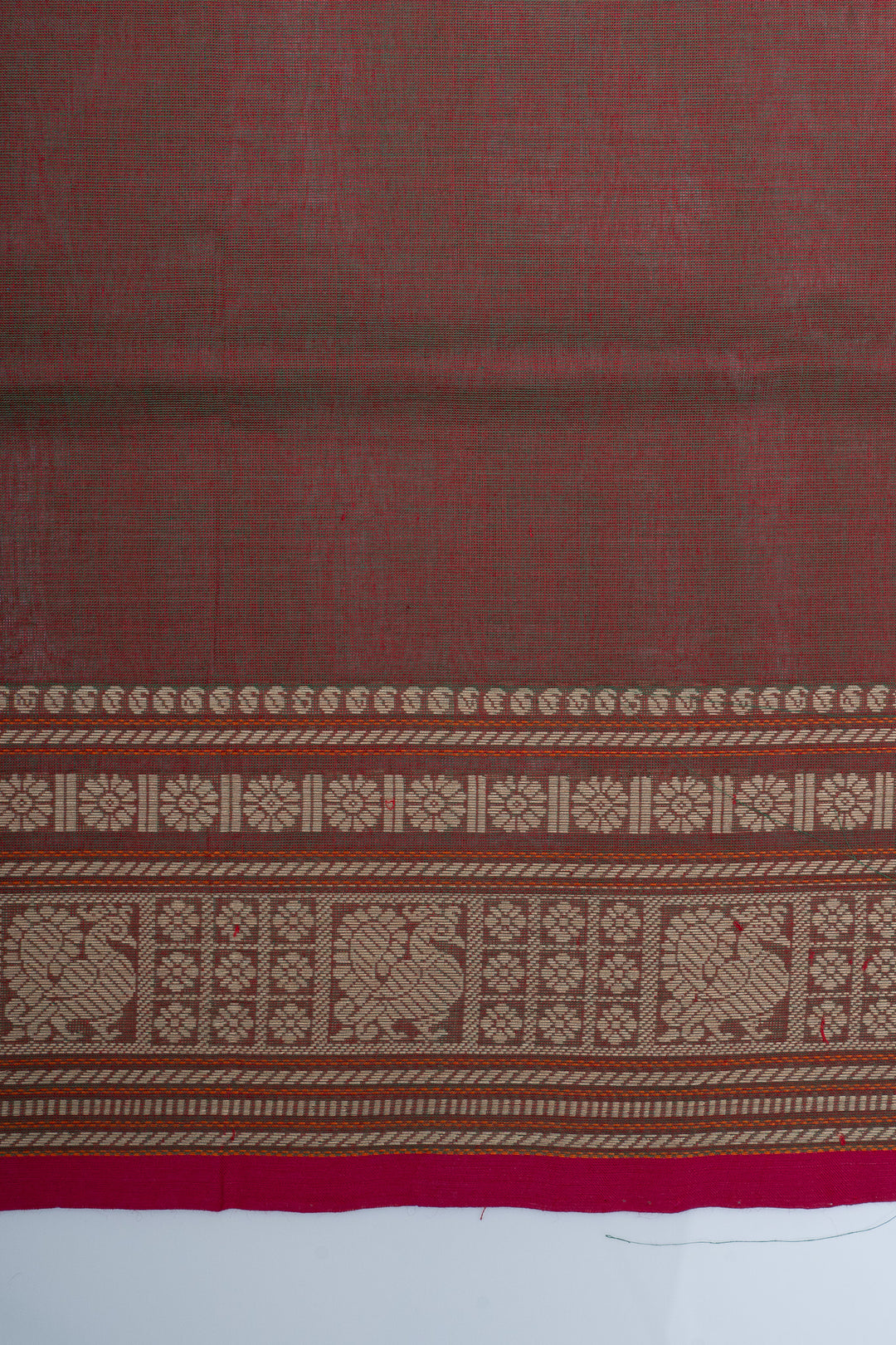 Maroon traditional pure cotton silk saree