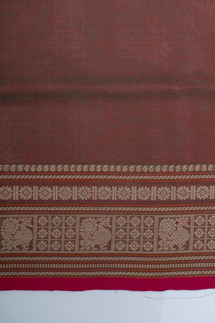 Maroon traditional pure cotton silk saree