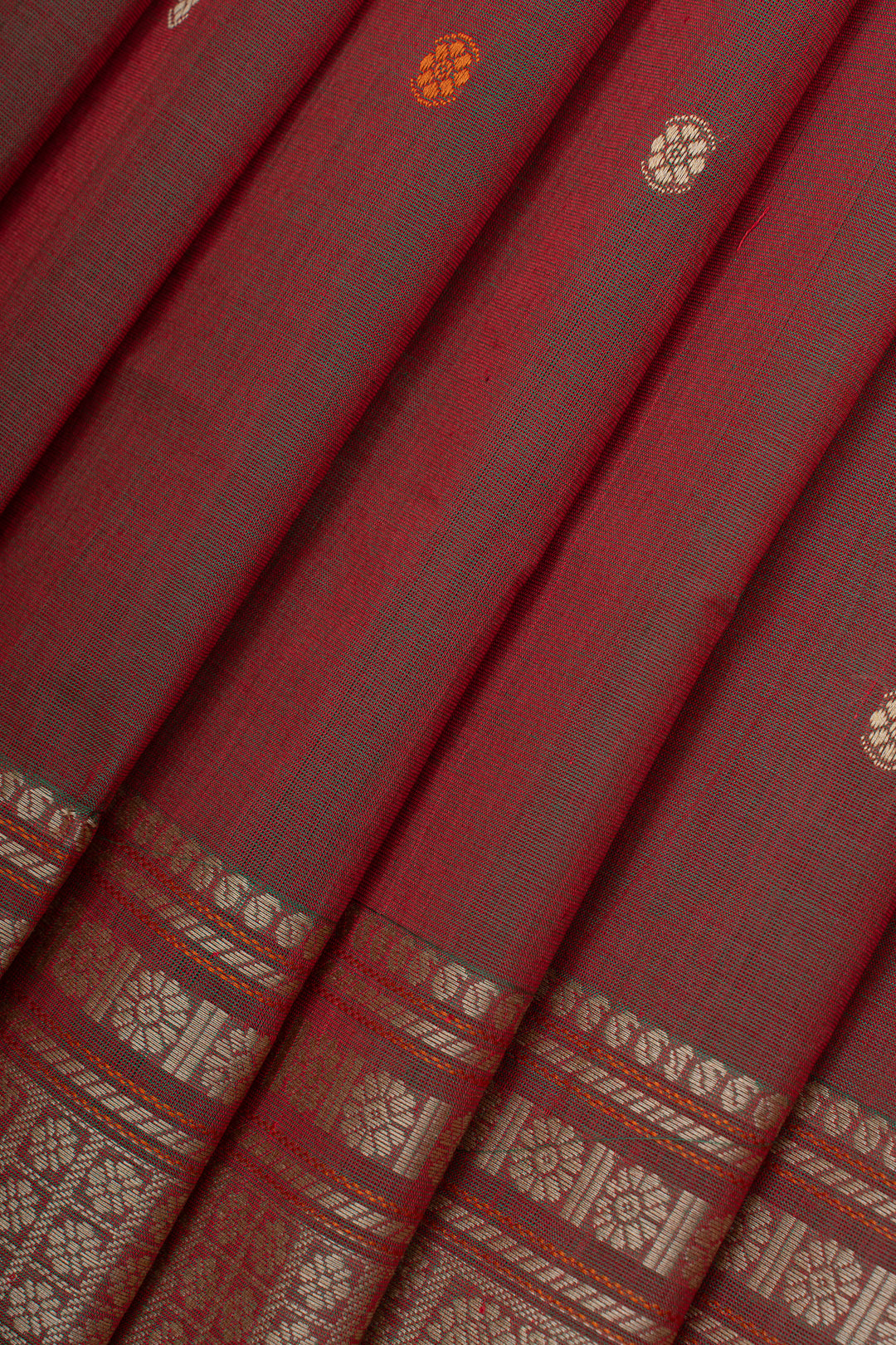 Maroon traditional pure cotton silk saree