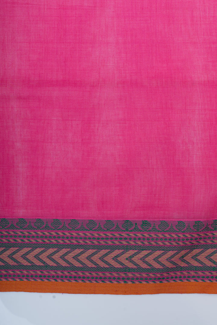 Pink traditional pure cotton silk saree
