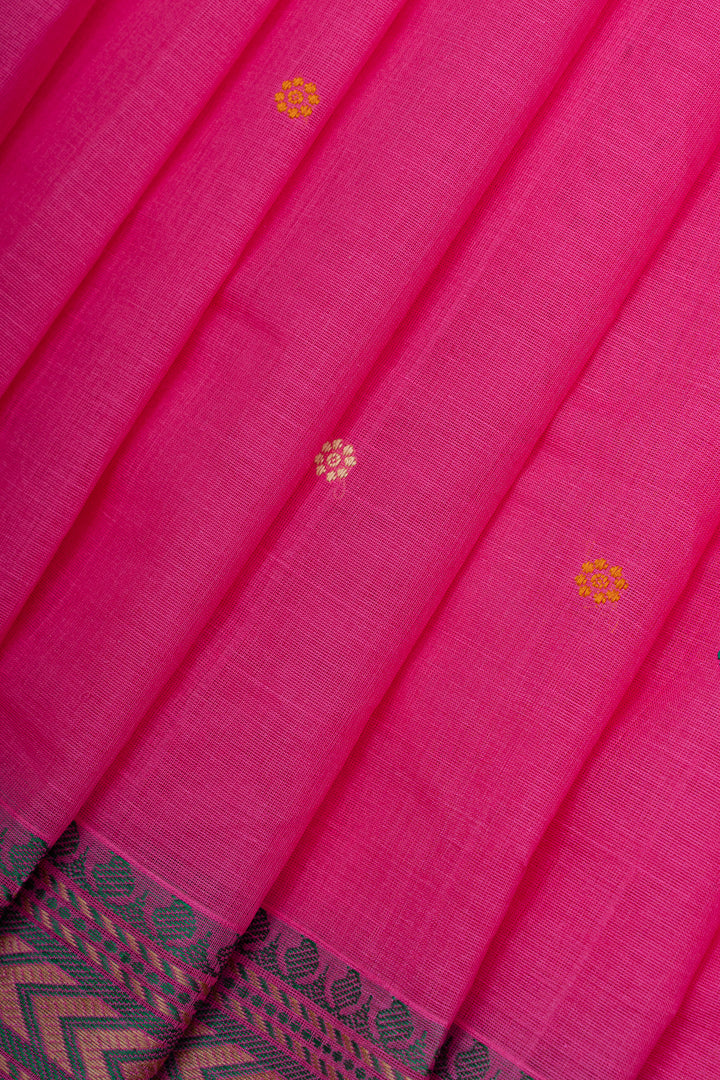 Pink traditional pure cotton silk saree