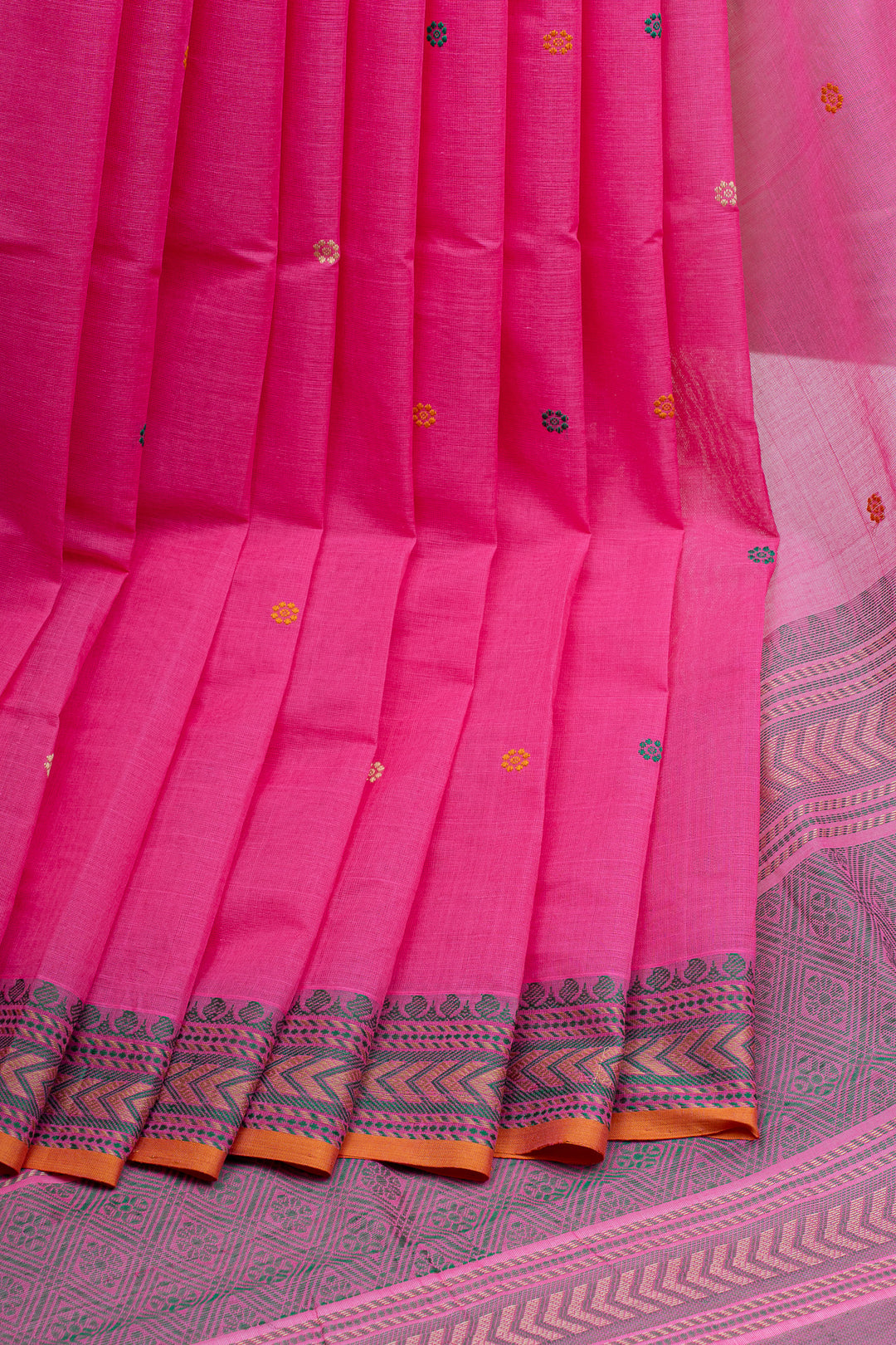 Pink traditional pure cotton silk saree