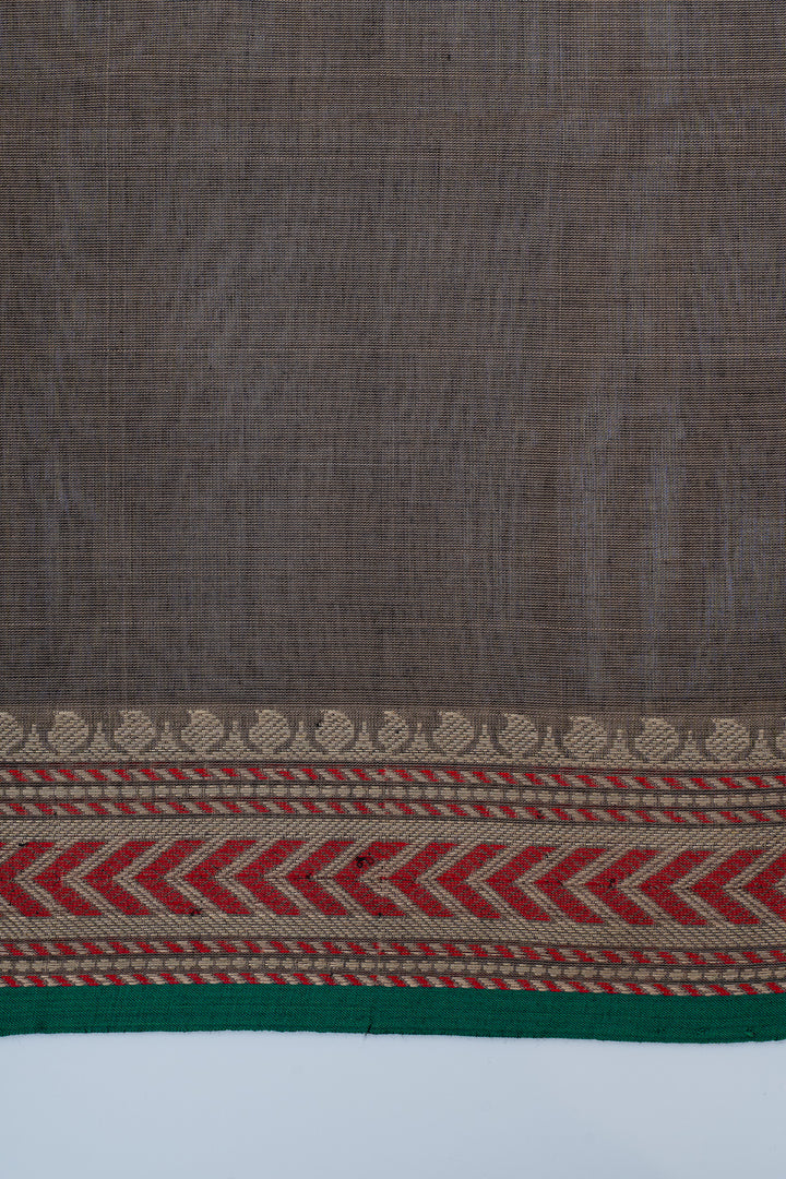 Grey traditional pure cotton silk saree