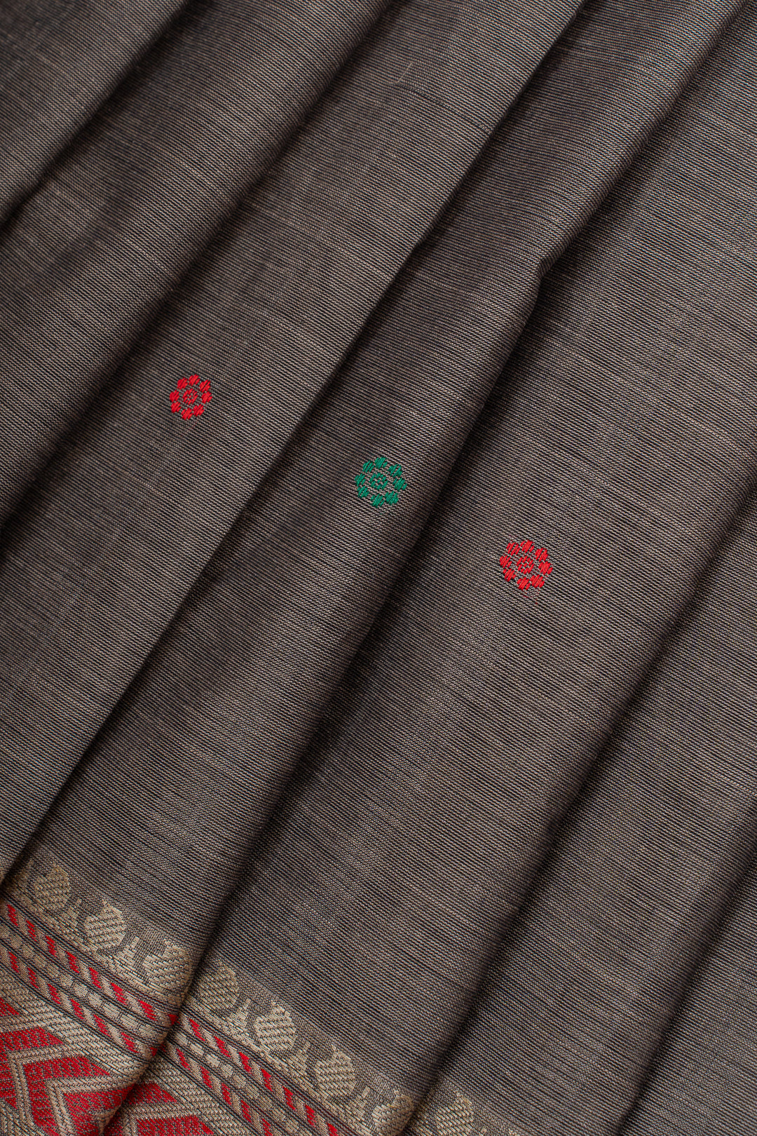 Grey traditional pure cotton silk saree