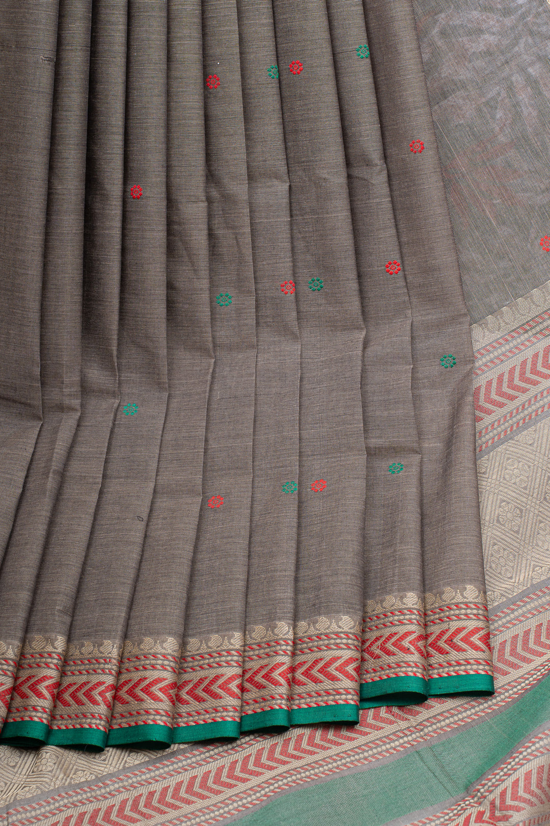 Grey traditional pure cotton silk saree