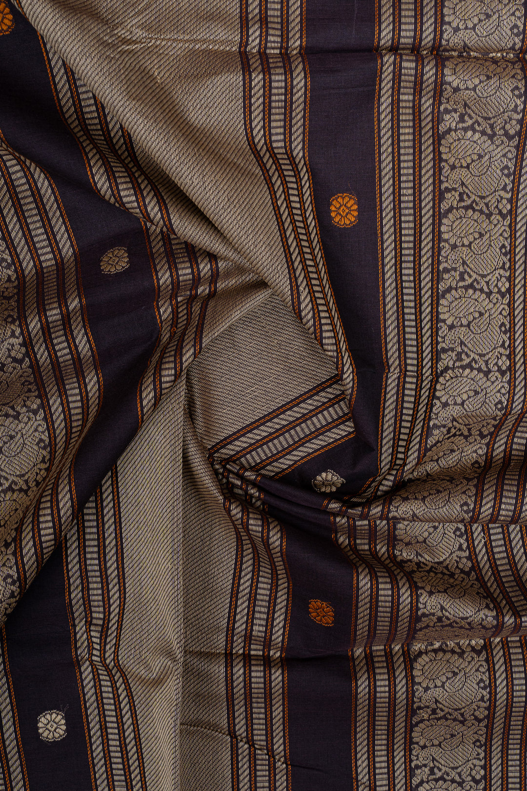 Brown traditional pure cotton silk saree
