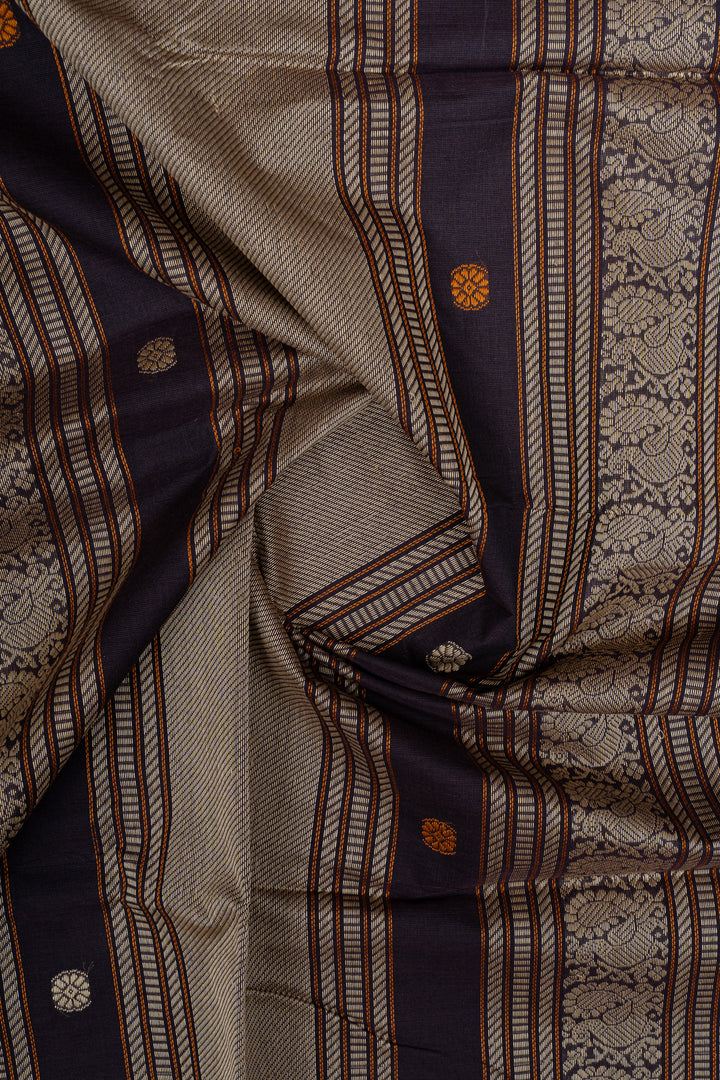 Brown traditional pure cotton silk saree
