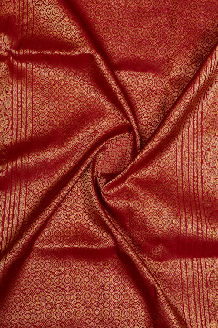 Rust orange and maroon Laksha buttas pure soft silk saree
