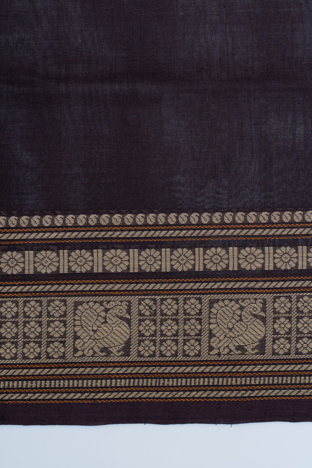 Brown traditional pure cotton silk saree
