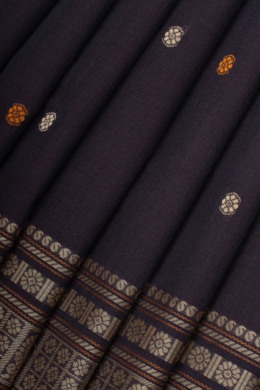 Brown traditional pure cotton silk saree