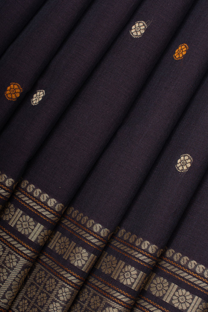 Brown traditional pure cotton silk saree