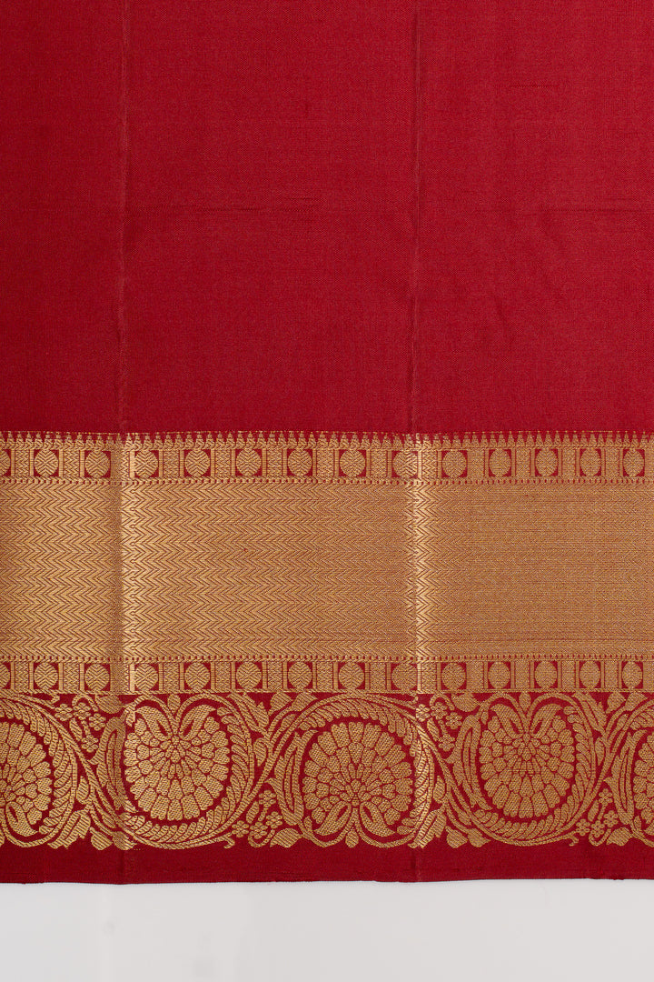 Rust orange and maroon Laksha buttas pure soft silk saree