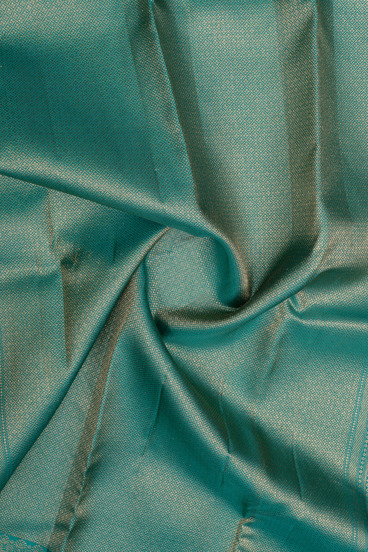 Peacock blue brocade pure kanchipuram silk saree