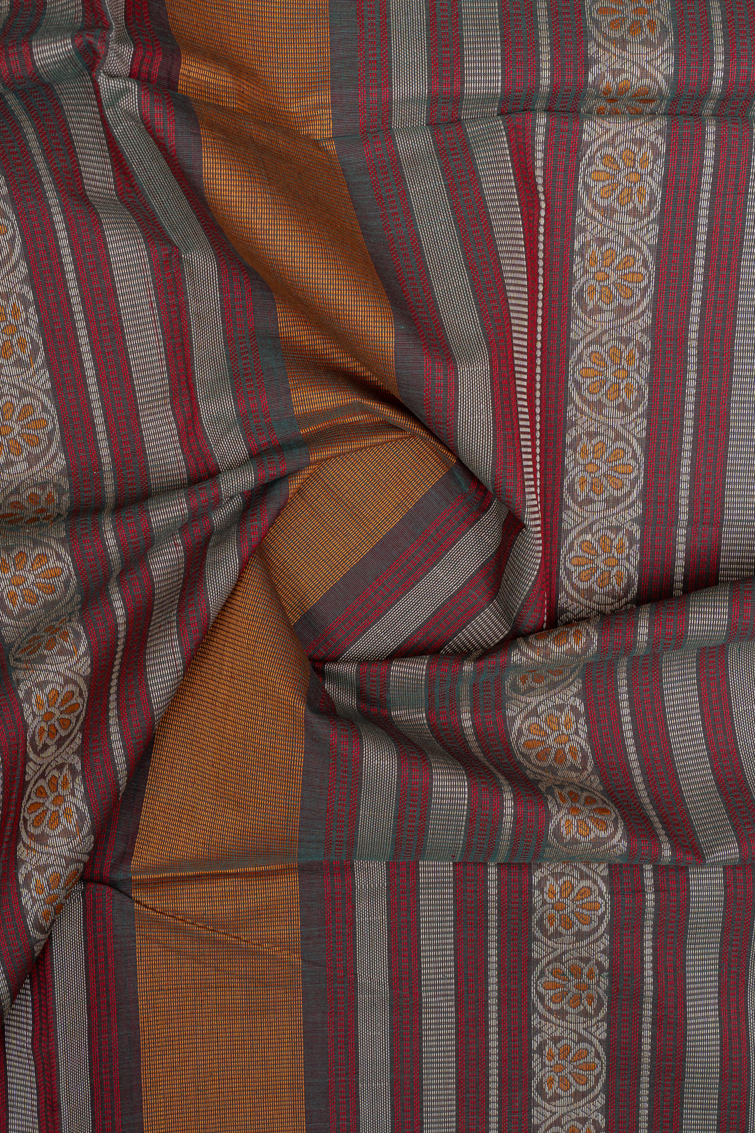 Maroonish purple traditional pure cotton silk saree