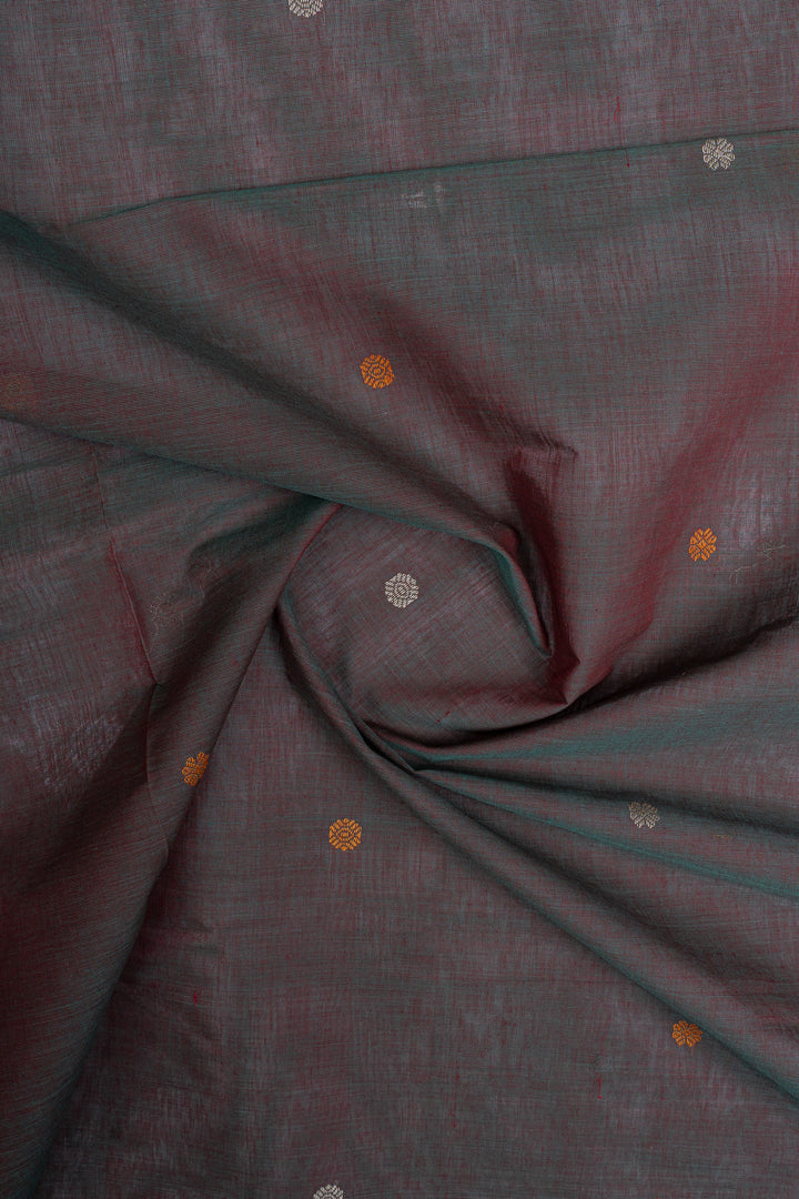 Maroonish purple traditional pure cotton silk saree