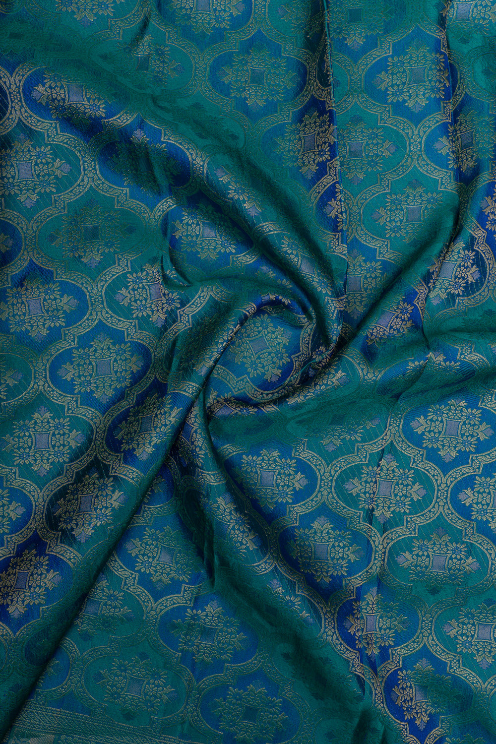 Peacock blue brocade pure Kanchipuram silk saree