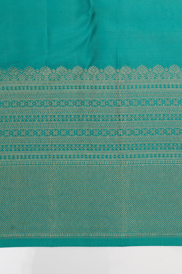 Peacock blue brocade pure kanchipuram silk saree