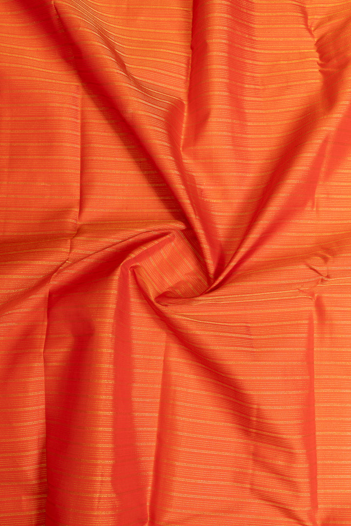 Orange stripes pure Kanchipuram silk saree