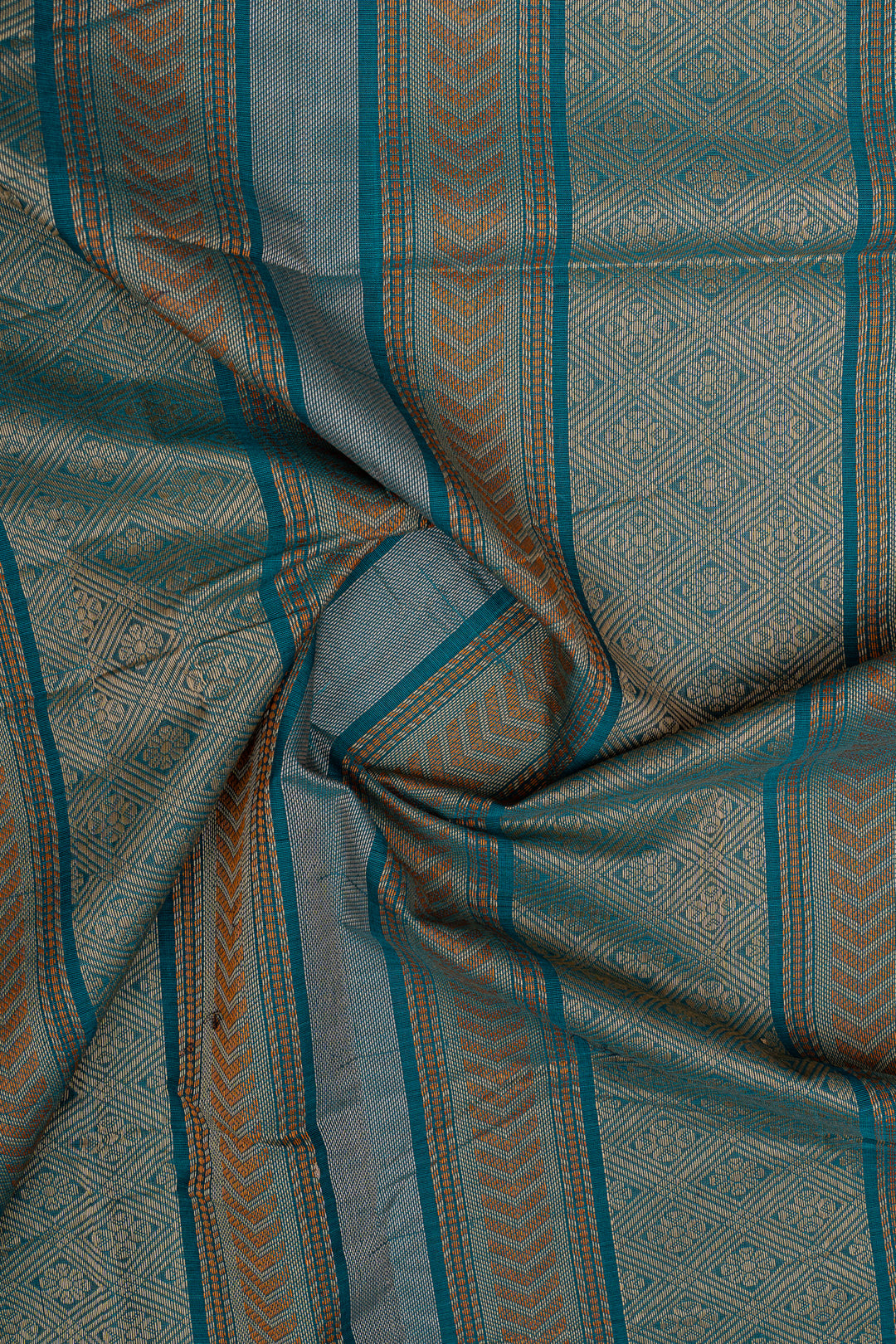 Peacock Blue threadwork pure cotton silk saree