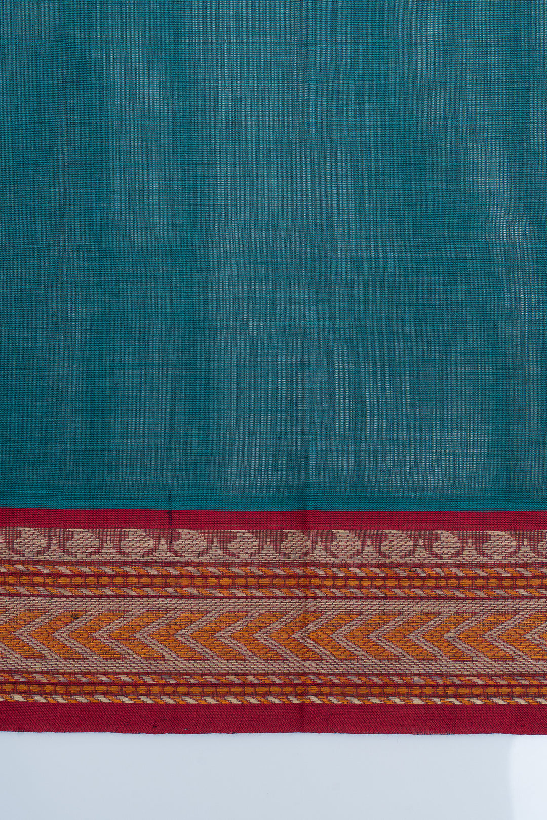 Peacock Blue threadwork pure cotton silk saree
