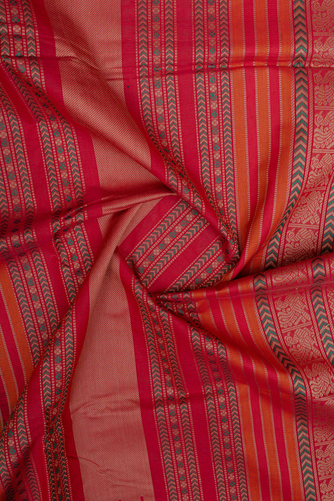 Forrest green threadwork pure cotton silk saree