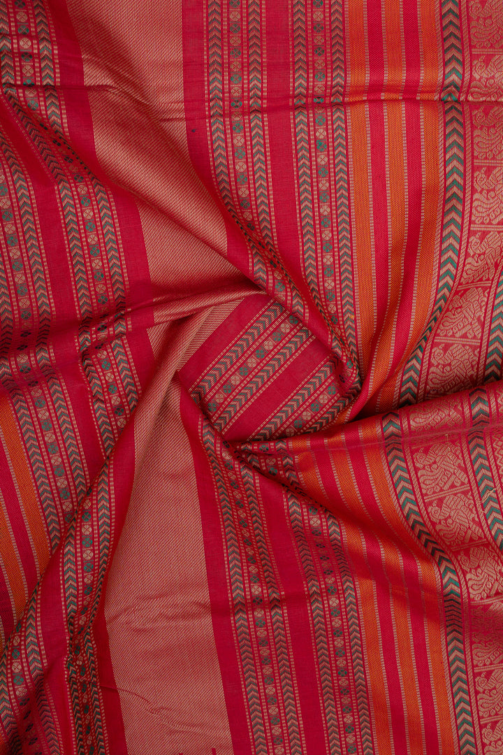 Forrest green threadwork pure cotton silk saree