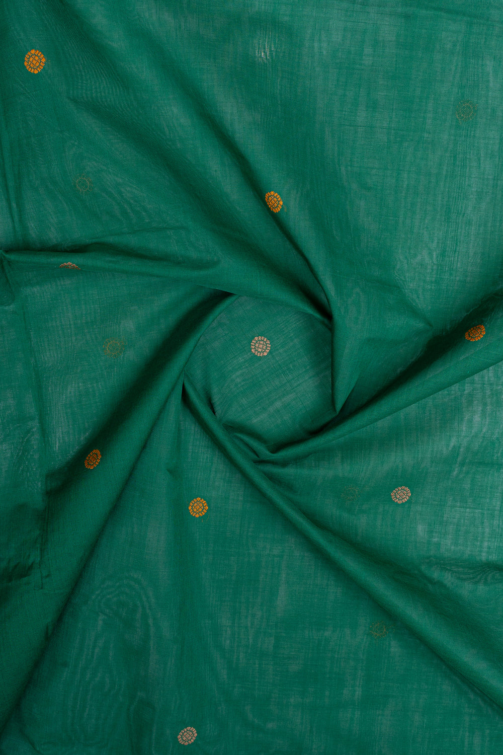 Forrest green threadwork pure cotton silk saree