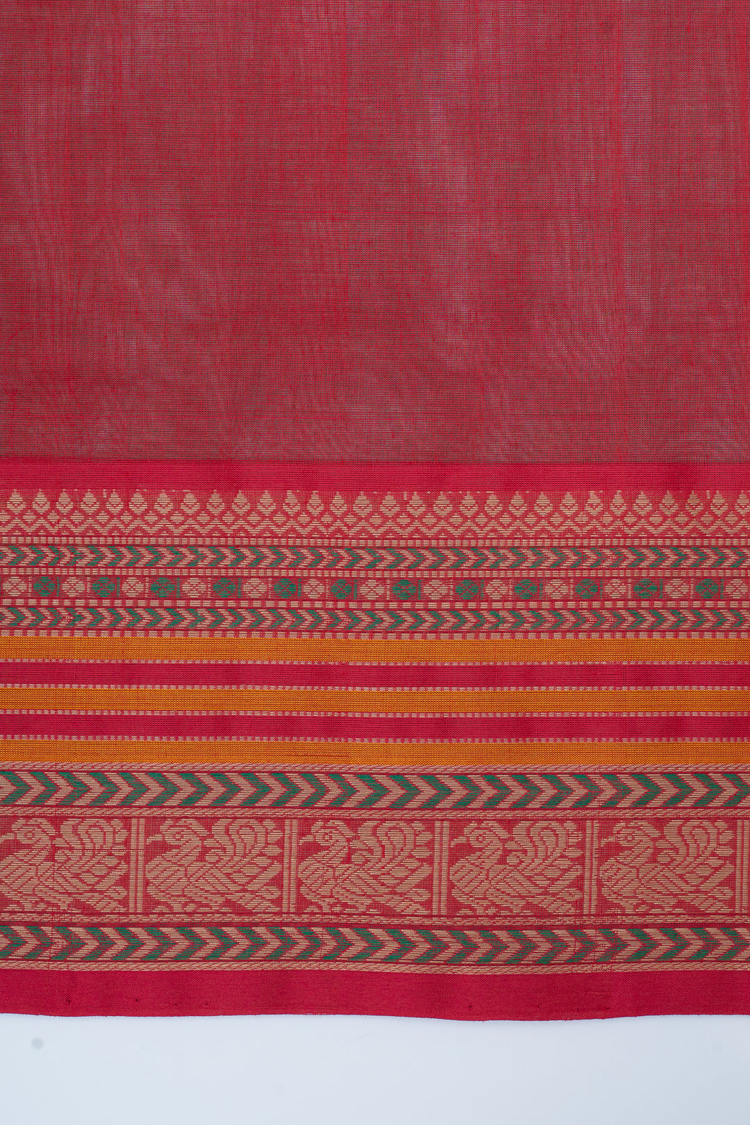 Forrest green threadwork pure cotton silk saree