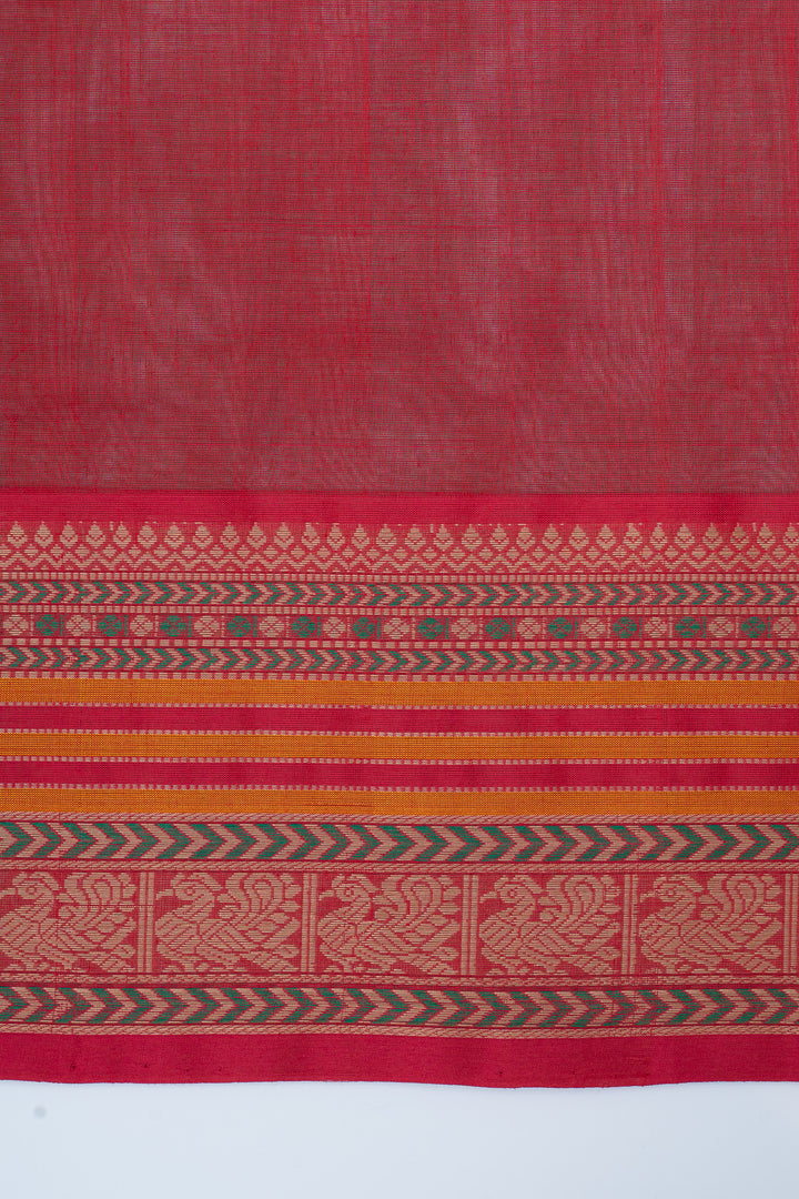 Forrest green threadwork pure cotton silk saree