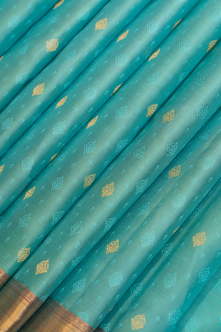 Anandha blue small border pure Kanchipuram silk saree