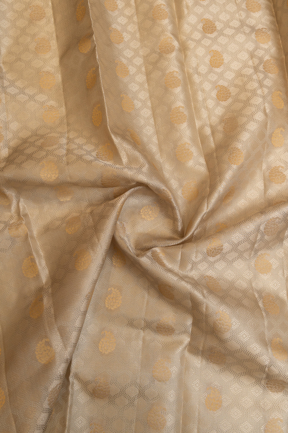 Greyish gold embossed pure Kanchipuram silk saree