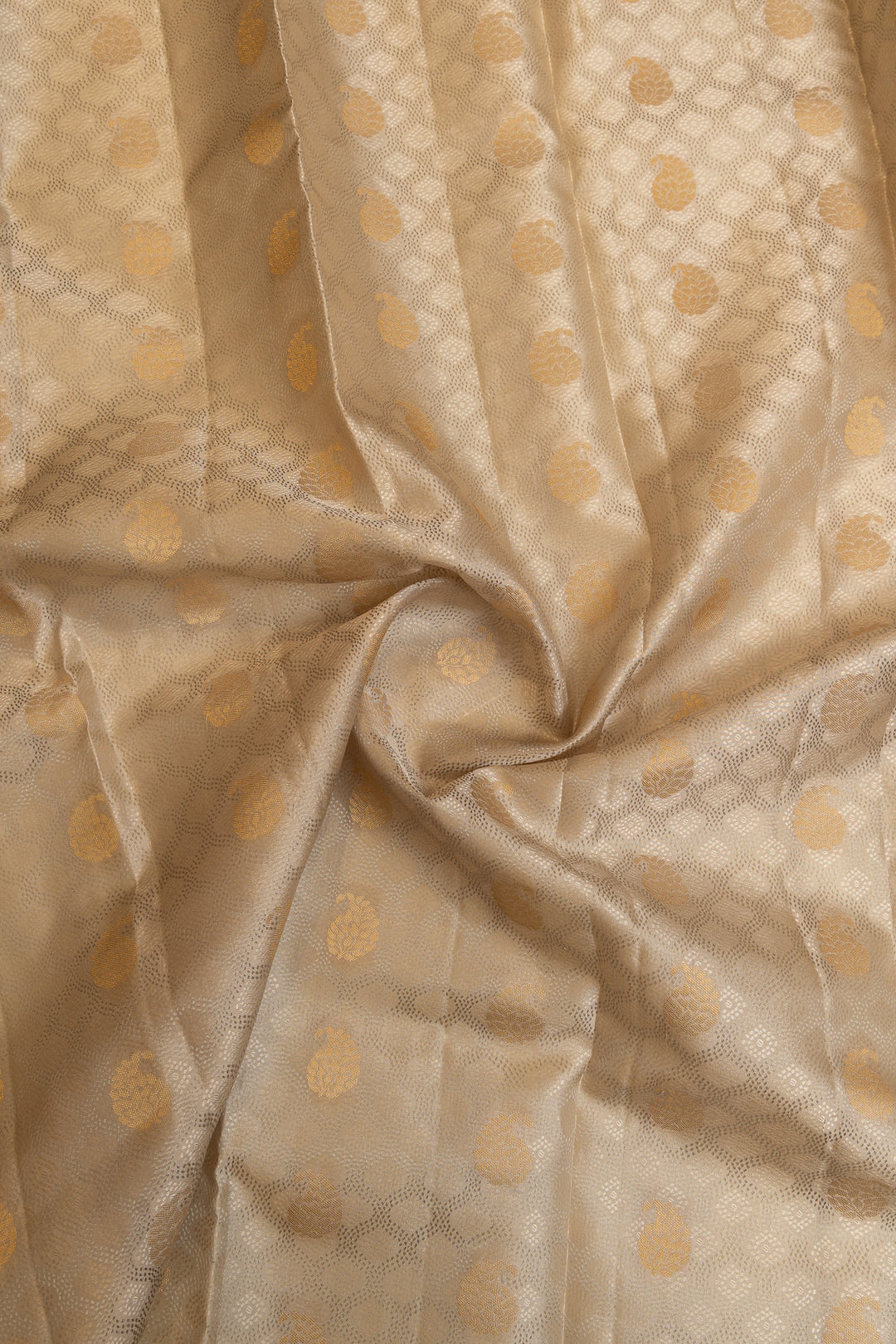 Greyish gold embossed pure Kanchipuram silk saree