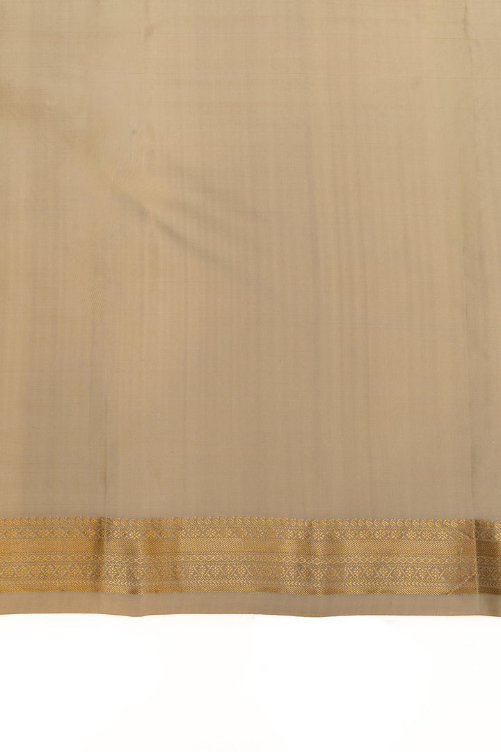 Greyish gold embossed pure Kanchipuram silk saree