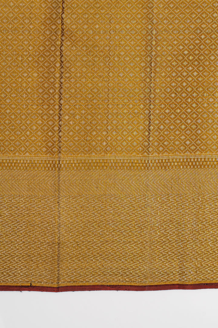 Greyish gold and mustard annam chakram brocade pure kanchipuram silk saree