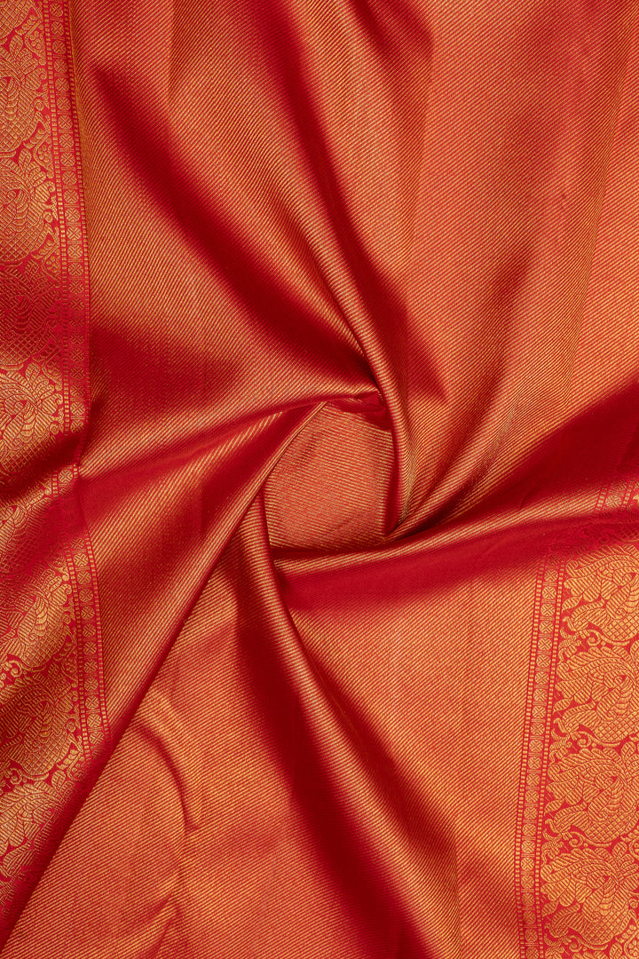 Lakshmi red pakshi jaalam brocade pure  kanchipuram silk saree