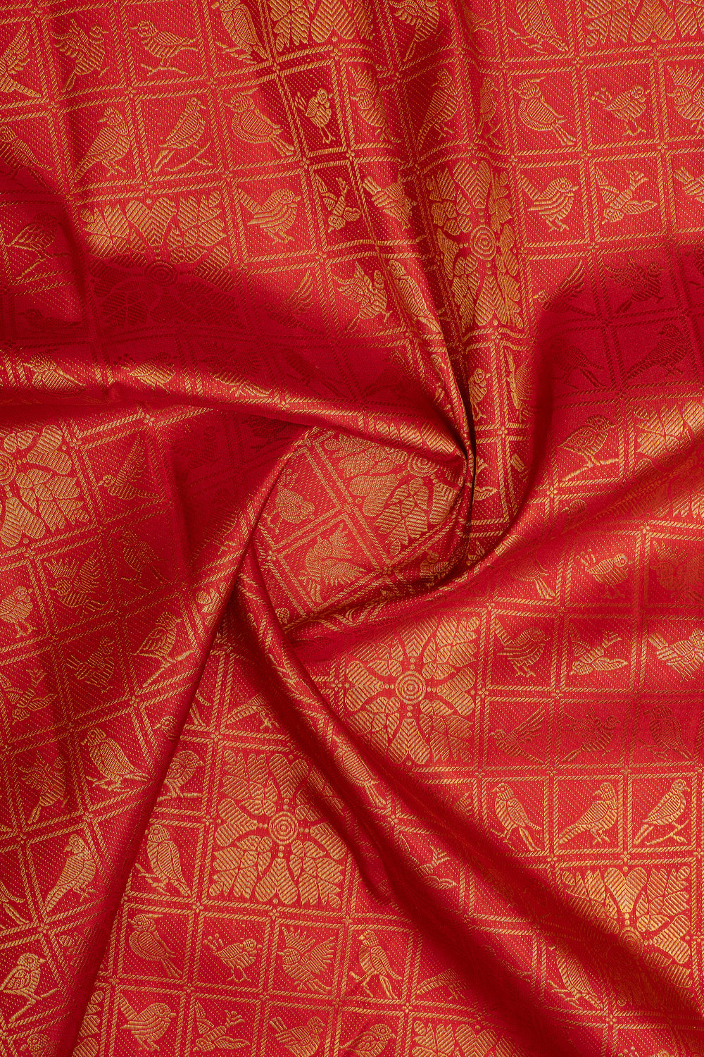 Lakshmi red pakshi jaalam brocade pure  kanchipuram silk saree
