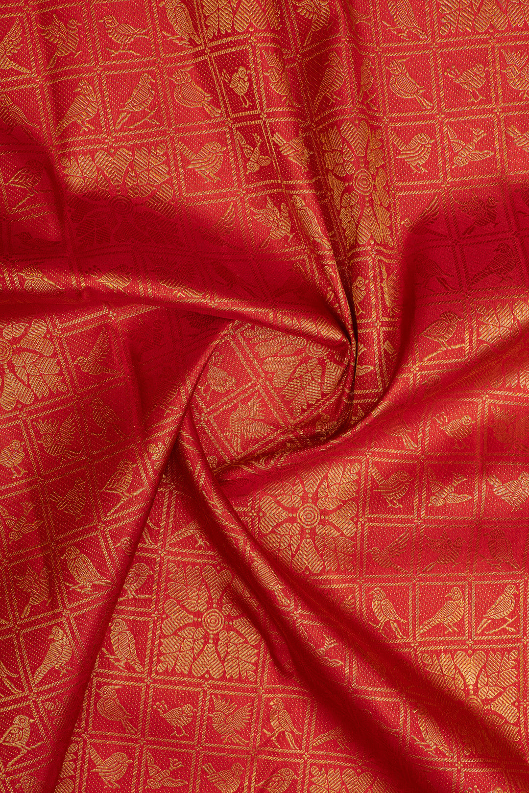 Lakshmi red pakshi jaalam brocade pure  kanchipuram silk saree