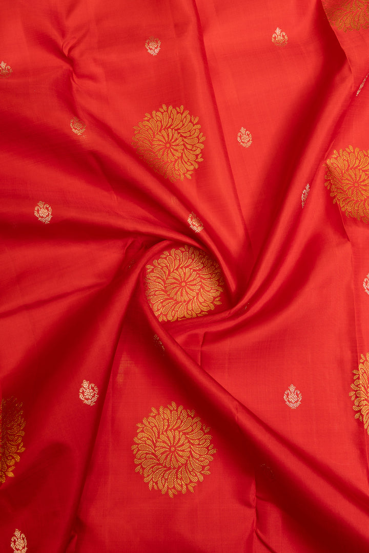 Red and ivory traditional pure Kanchipuram silk saree