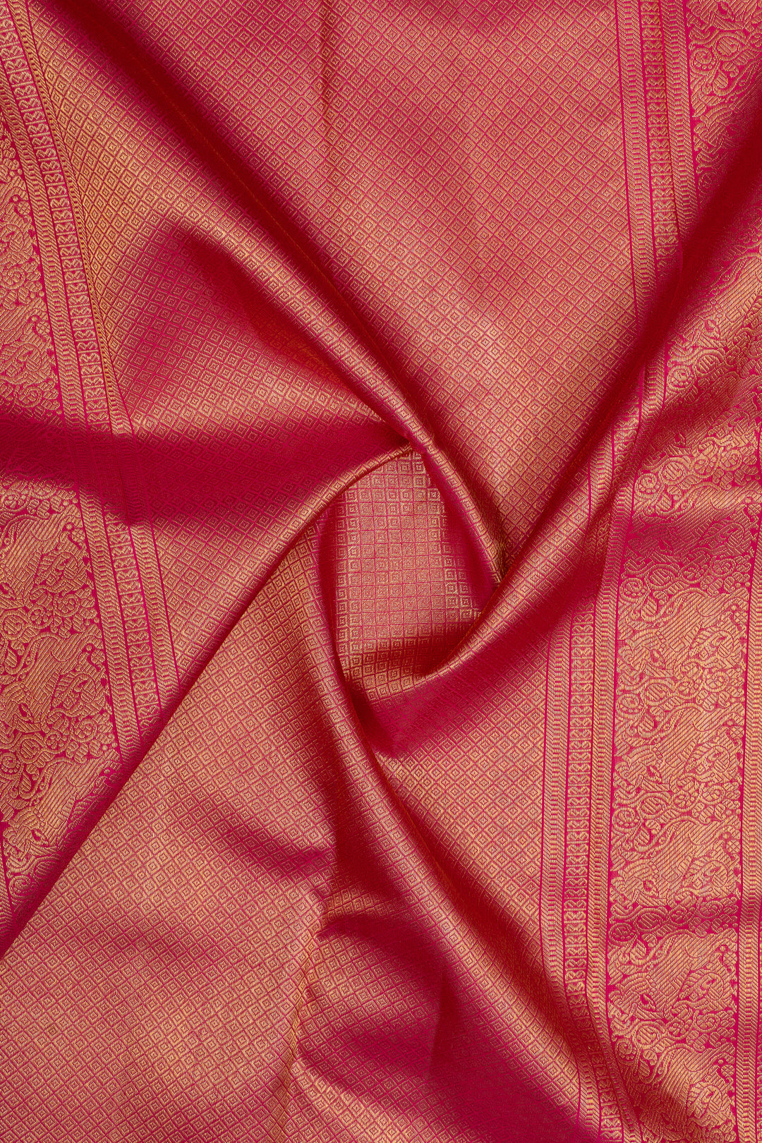 Pink zari checks pure kanchipuram silk saree